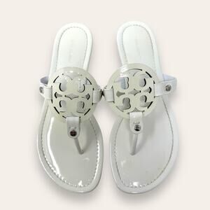 Tory Burch Patent Leather Miller Thong Sandal Optic White 8 Women’s